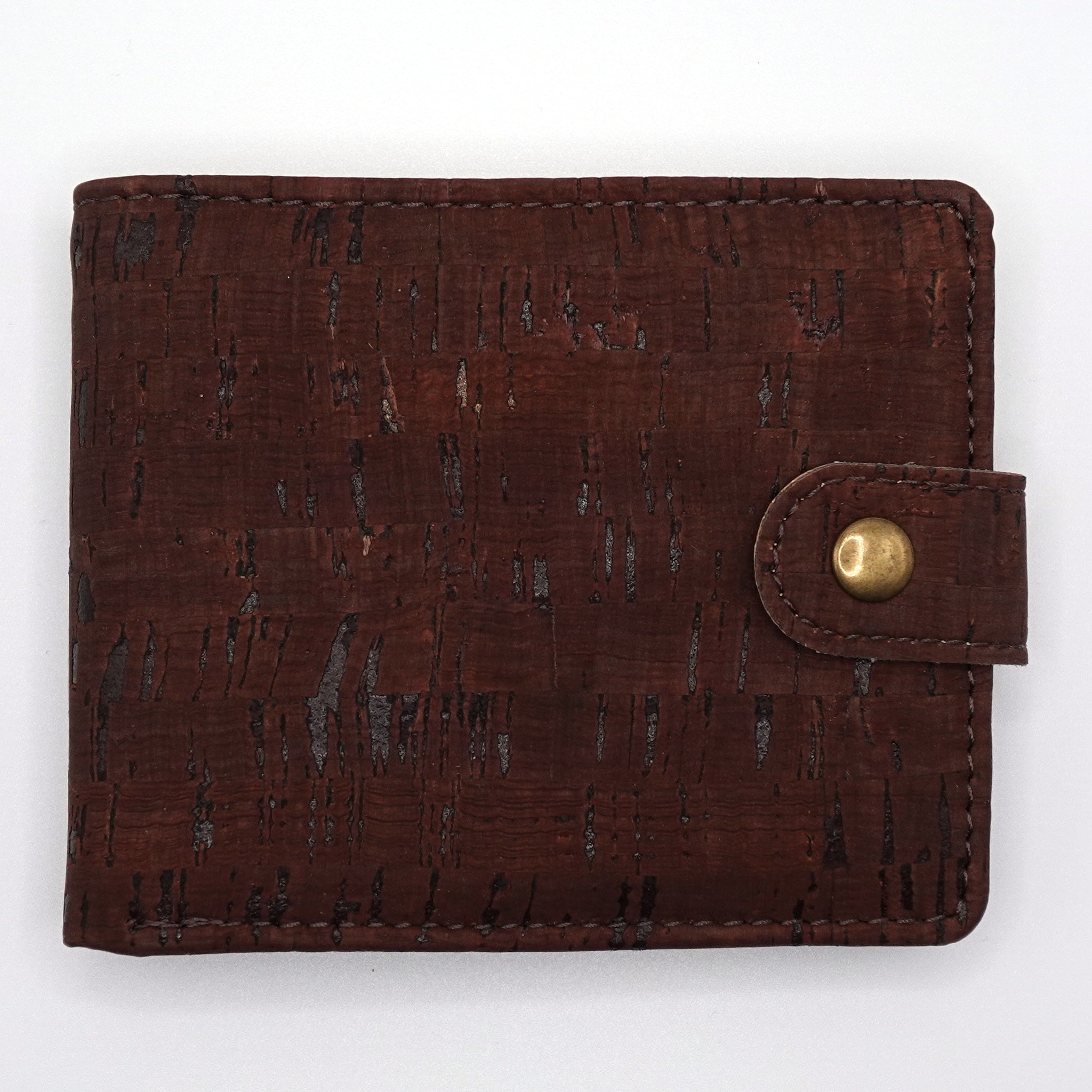 Cork Bifold Wallet with Popper Closure, ID Window & Coin Pocket