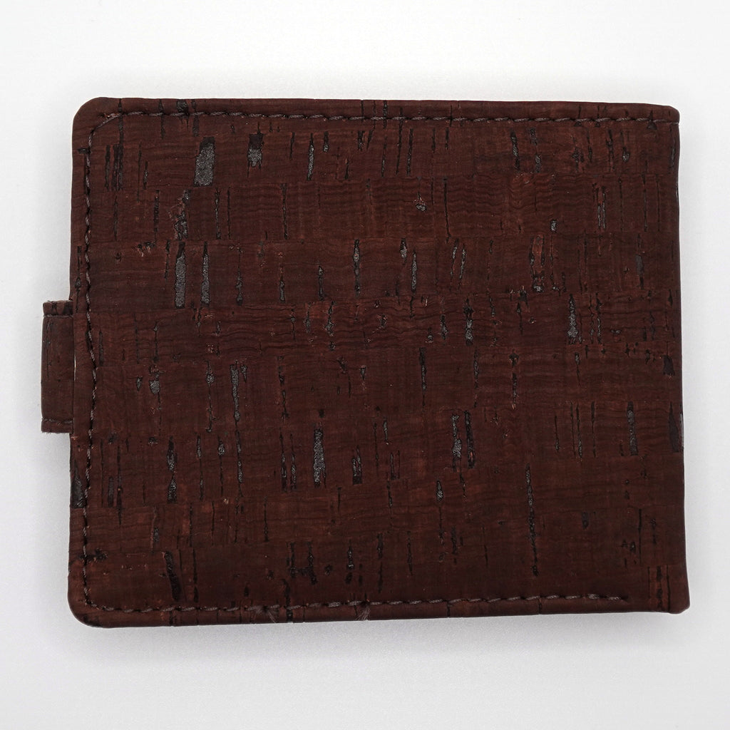 Cork Bifold Wallet with Popper Closure, ID Window & Coin Pocket