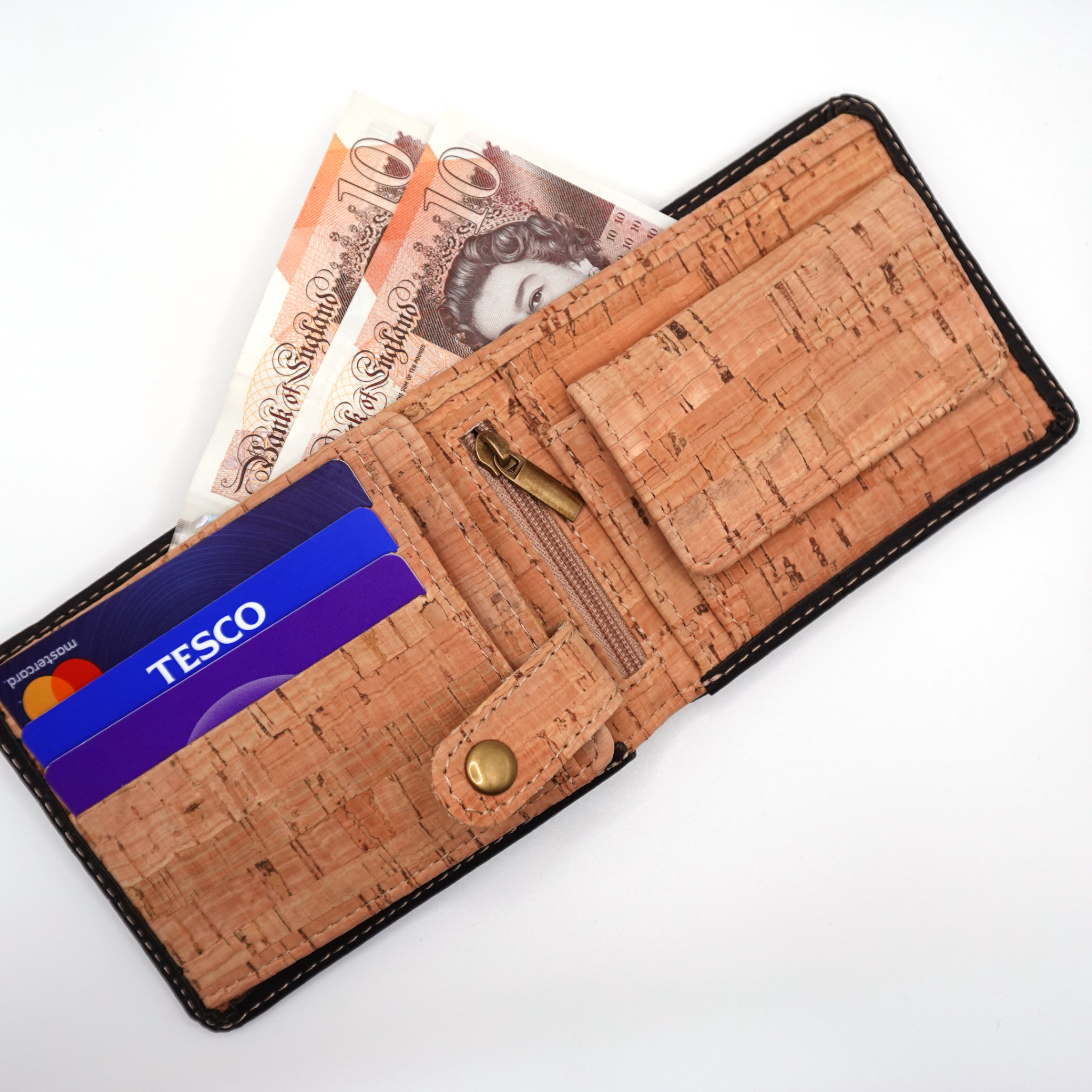 Cork Bifold Wallet with ID Window and Coin Pocket
