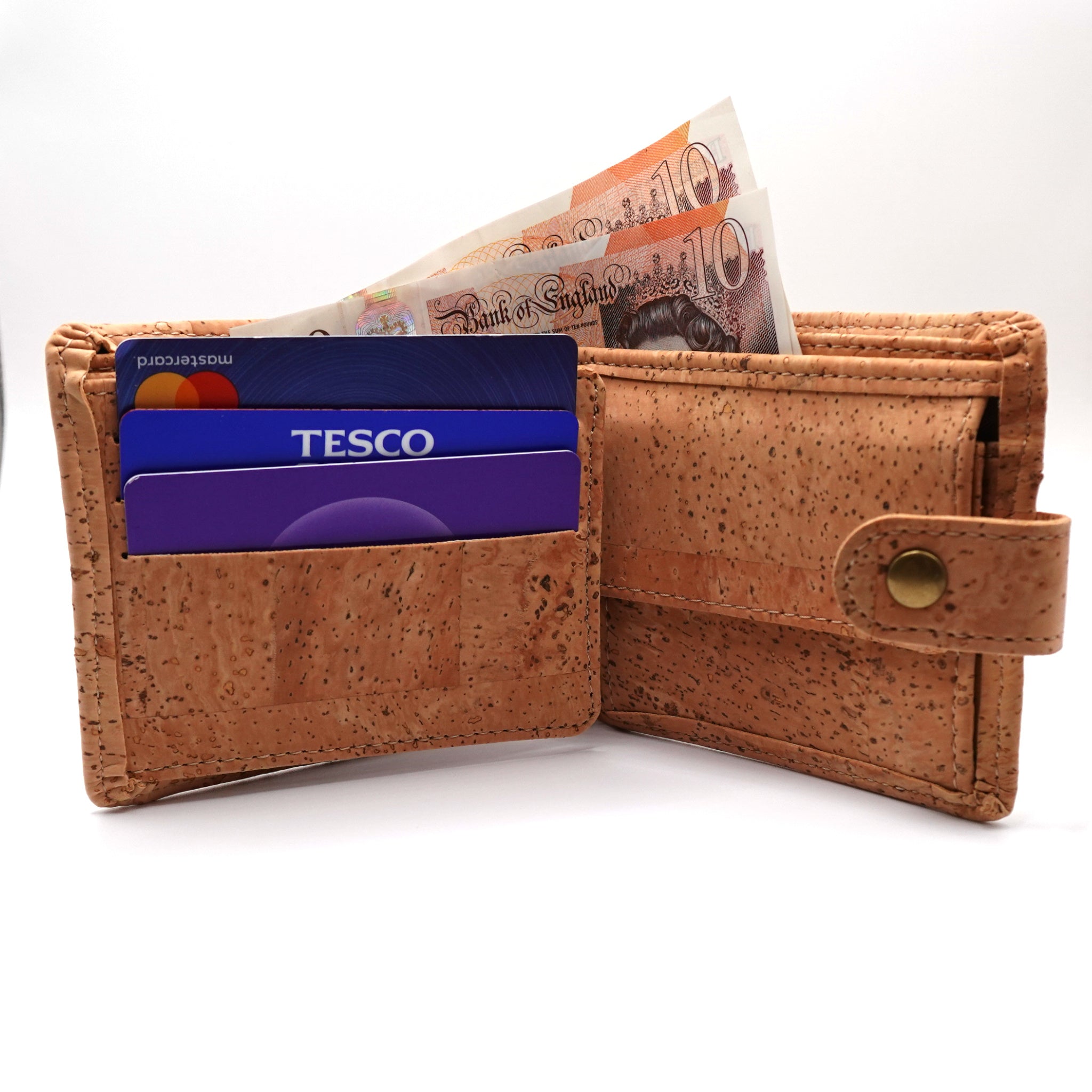 Natural Cork Wallet with Popper Closure