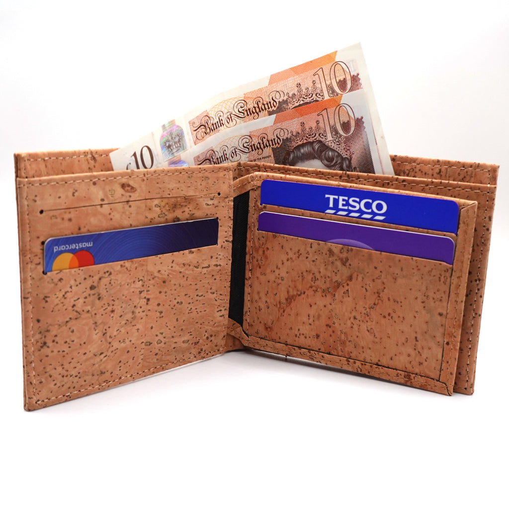 Natural Cork Bifold Wallet with ID Window