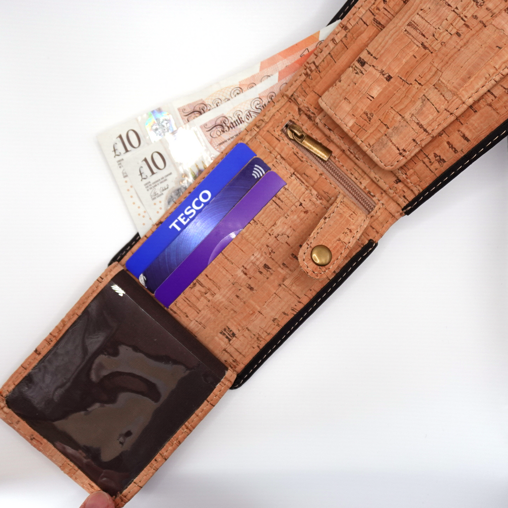 Cork Bifold Wallet with ID Window and Coin Pocket