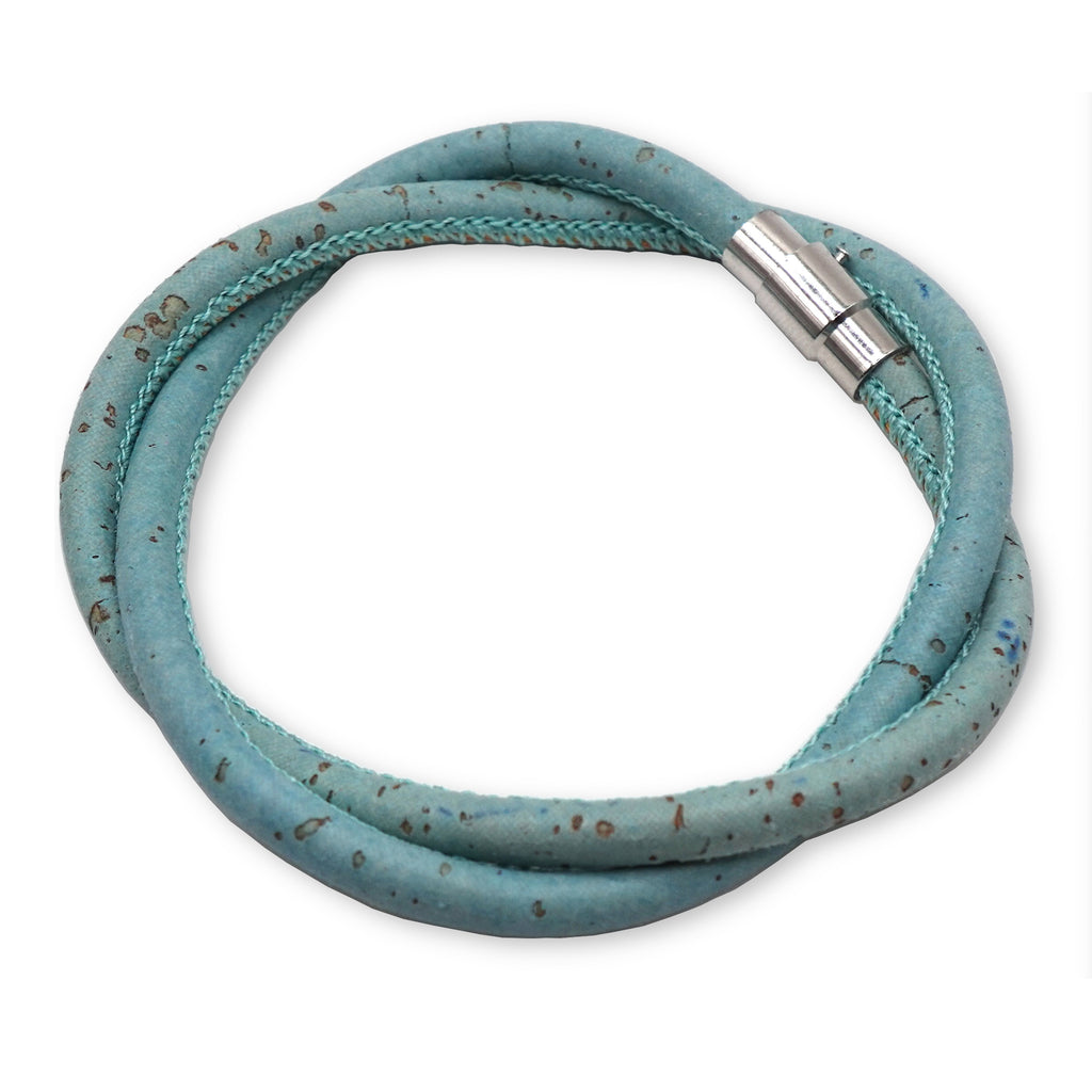 Sky Blue Cork Bracelet | Handcrafted in the UK