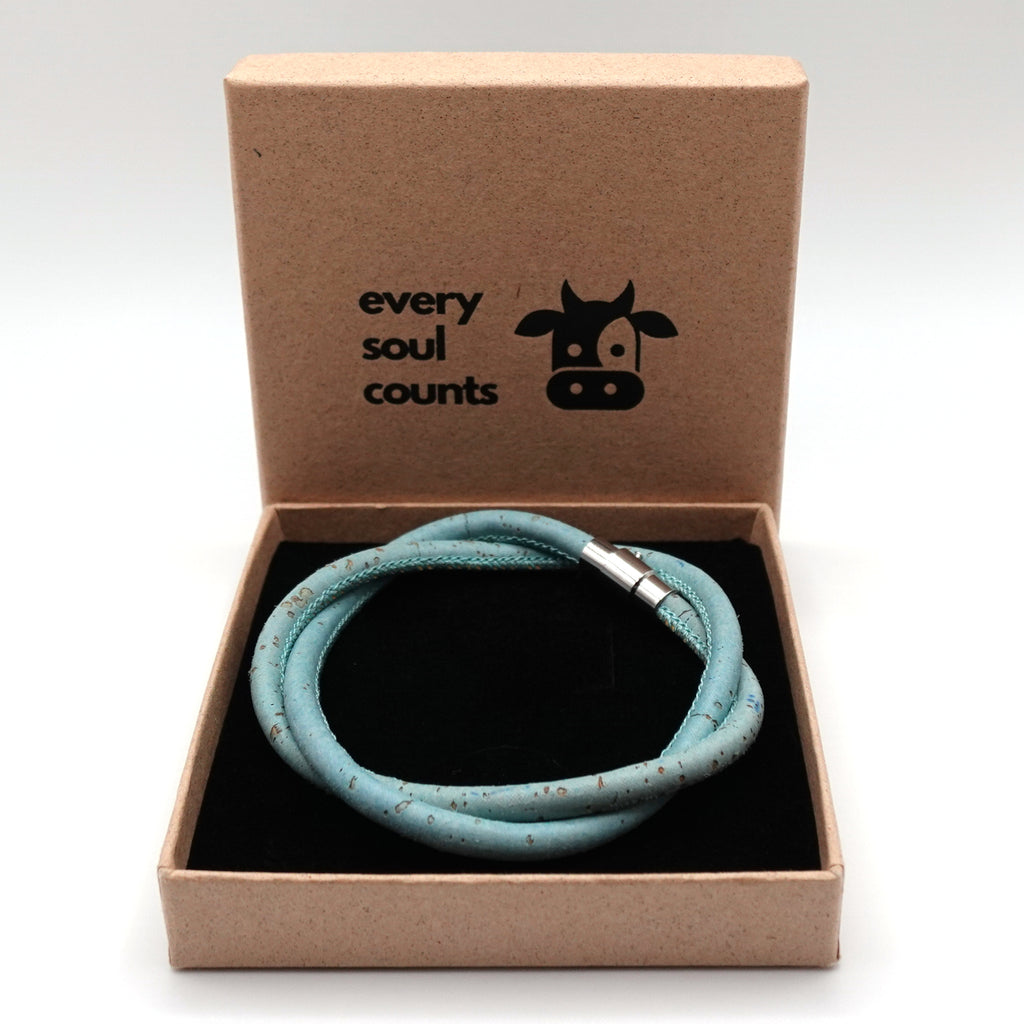 Sky Blue Cork Bracelet | Handcrafted in the UK