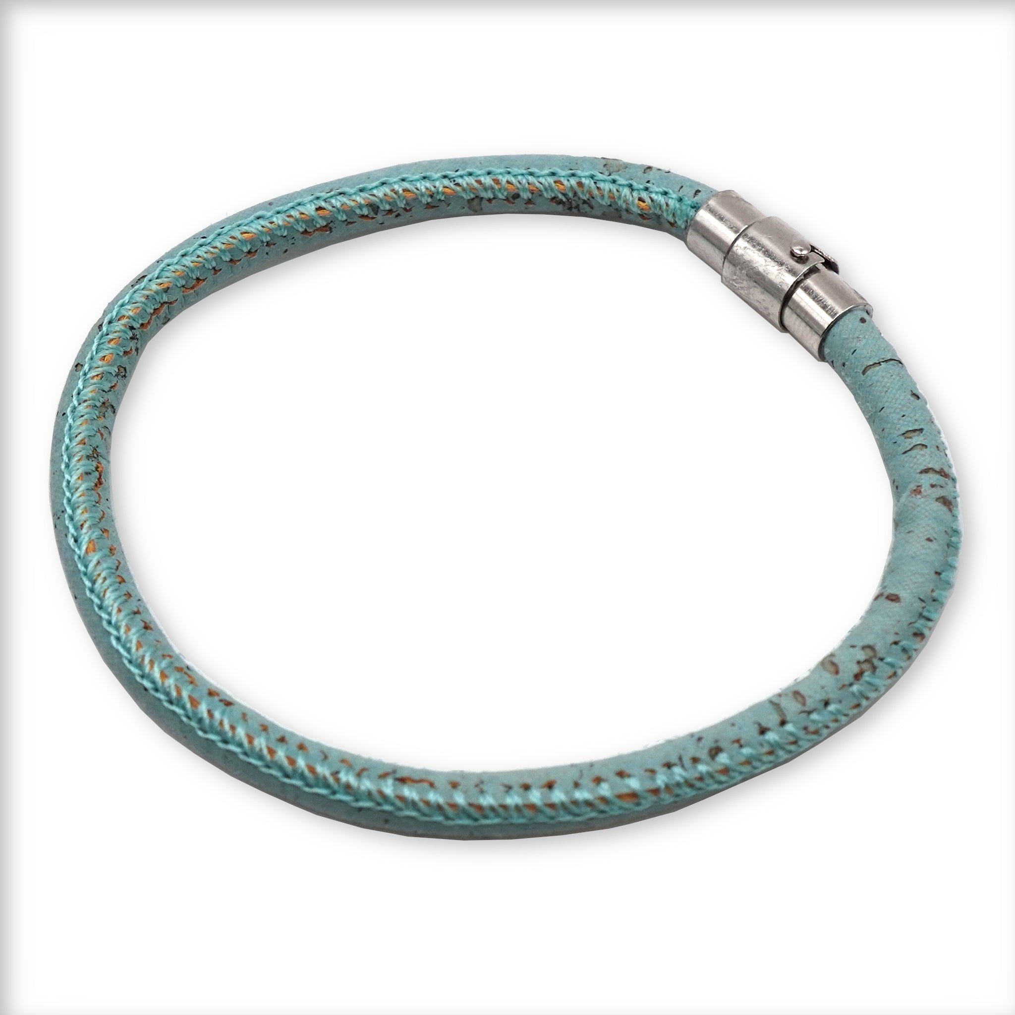 Sky Blue Cork Bracelet | Handcrafted in the UK