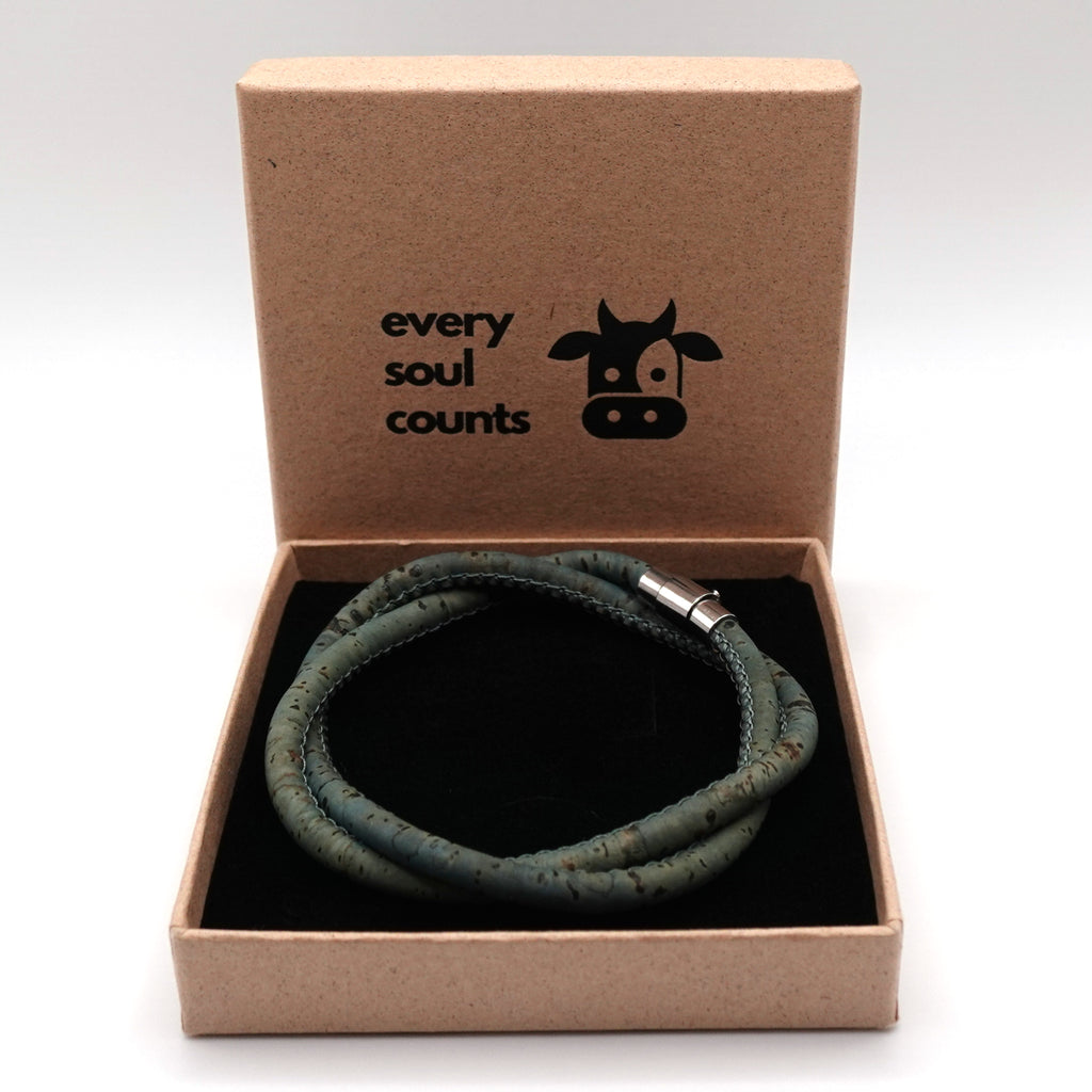 Deep Teal Cork Bracelet | Handcrafted in the UK
