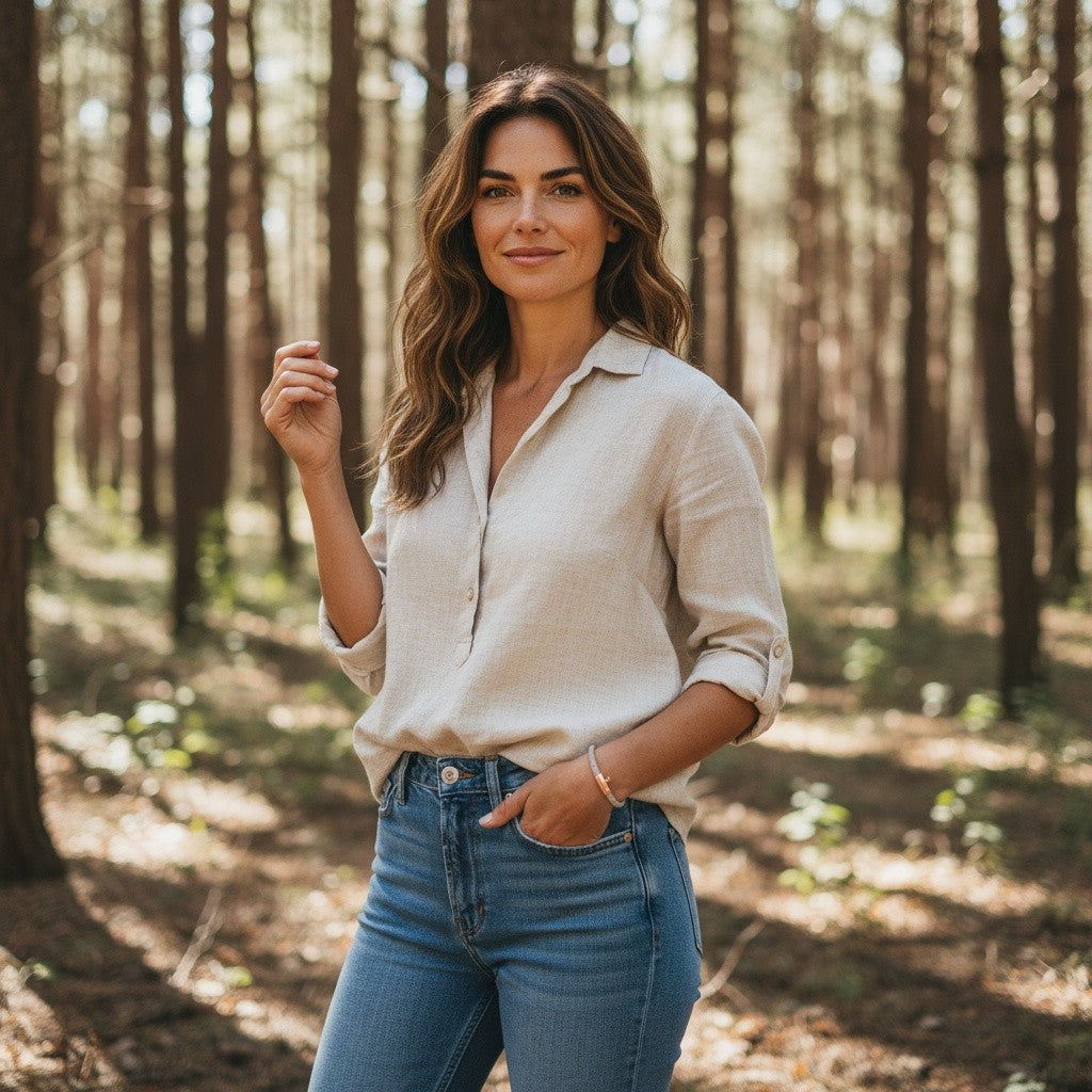Close up detail of a handcrafted soft white cork bracelet highlighting the natural markings and premium clasp finish.